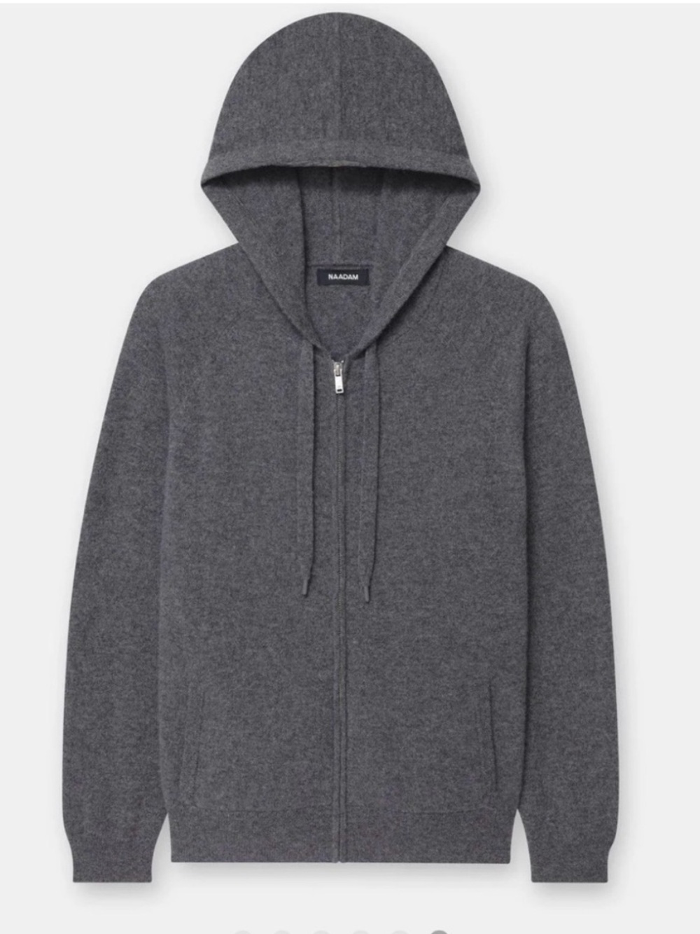 NAADAM Signature Cashmere Zip Up Hoodie Cardigan Sweater Large Dark Gray Luxury